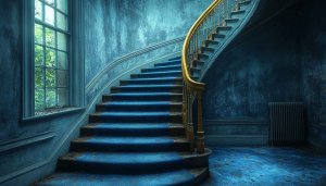 Blue Staircase Wallpaper: Aesthetic Interior Design, Architecture HD Backgrounds