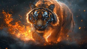 Fiery Tiger Wallpaper: 4K Animal Wallpaper for Desktop, Laptop