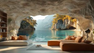 Cave Wallpaper: Lake View, Nature, Aesthetic, 4k, Desktop, and Laptop