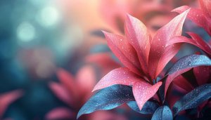 Exotic Plant Wallpaper: Red and Blue Foliage Background for Desktop