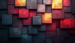 Abstract Blocks Wallpaper: Red, Orange, and Blue Color Palette