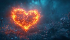 Fiery Heart Wallpaper, Love Wallpaper, Romantic Wallpaper, Valentines Wallpaper