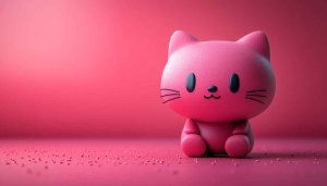 Cute Pink Cat Wallpaper, Cartoon Cat, 4K Wallpaper for Desktop