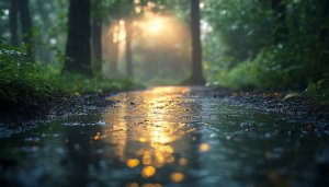 Forest Wallpaper: Rainy Season Landscape With Sunlight Nature Background
