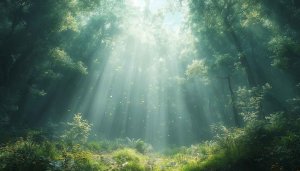 Enchanted Forest Wallpaper: Sun Rays Through Trees Nature Scenery