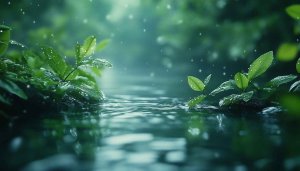 Nature Wallpaper: Green Plants, Water Drops, 4k Desktop Background