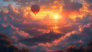 Hot Air Balloon Sky Sunset Wallpaper for Desktop & Mobile
