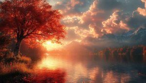 Autumn Lake Wallpaper: Scenic Landscape Background for Desktop and Mobile