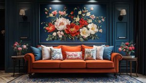 Floral Art Wallpaper: Vintage Flower Wall Decor for Living Room