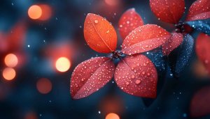 Autumn Leaves Wallpaper: Red Leaf, Nature, Water Drops 4k
