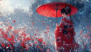 Kimono Girl Wallpaper, Anime Landscape Background, Japanese Art Wallpaper
