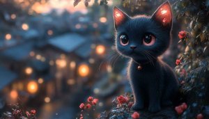 Cute Black Cat Wallpaper for Desktop, Laptop, Mobile, 4K