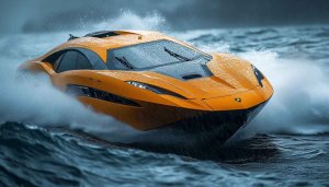 Lamborghini Boat Wallpaper: Luxury Speedboat on Sea for Desktop