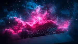 Laptop Nebula Wallpaper, Space Keyboard Background for Desktop