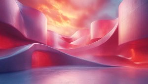 Abstract Architecture Wallpaper: Pink Curved Building Aesthetic, 4k Background