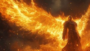 Phoenix Fire Angel Wallpaper, Fantasy Art Wallpaper, Fire Wings Art