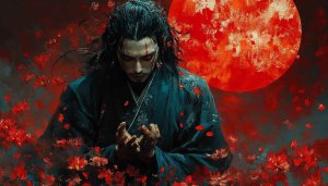 Samurai Wallpaper, Warrior Art, Red Moon Background, Anime Aesthetic
