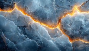 Abstract Marble Wallpaper: Blue Stone with Golden Veins Art