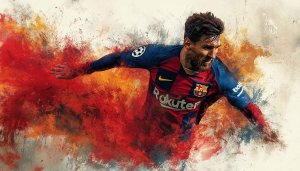 Lionel Messi Art Wallpaper: Soccer Legend in Abstract Design