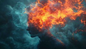 Fiery Mind Wallpaper: Abstract Fire and Ice Concept Art
