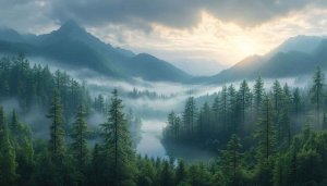 Mountain Landscape Wallpaper, Forest Wallpaper, Nature Scenery Wallpaper, Tree Wallpaper