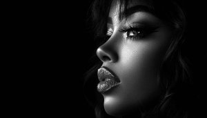 Black and White Portrait Wallpaper | Glamorous Woman | Dark Aesthetic