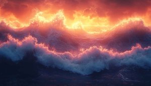 Ocean Waves Wallpaper: Sunset Sea Waves 4K for Desktop