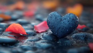 Heart Wallpaper: Romantic Stone Heart with Autumn Leaves 4K
