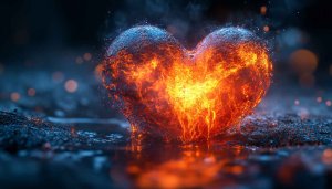 Fiery Heart Wallpaper: Valentine's Day, Love, Fire, Burning Heart Art