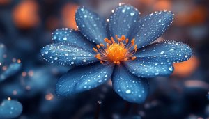 Blue Flower Wallpaper: Dewy Petals, Nature Photography, Desktop Backgrounds