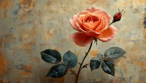 Peach Rose Wallpaper: Vintage Floral Art for Desktop and Mobile