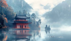 Japanese Temple Wallpaper, Zen Landscape, Asian Architecture, 4K Wallpaper