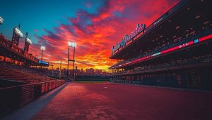 Baseball Stadium Wallpaper: Twinkie Paradise Sunset 4K High Resolution