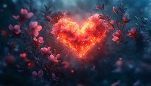 Romantic Heart Flower Wallpaper: Love and Valentine's Day Theme