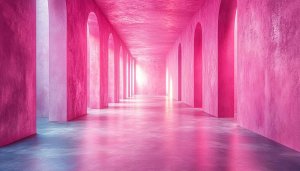 Pink Architecture Wallpaper: Aesthetic Hallway for Desktop Backgrounds 4k