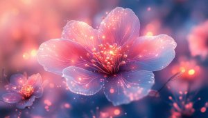 Glowing Flower Wallpaper: Pink Floral Art, Sparkly Nature Background