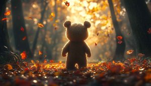 Teddy Bear Autumn Leaves Wallpaper, Fall Season, Cute Animals, 4k