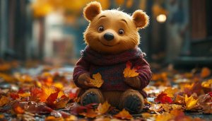 Winnie The Pooh Autumn Wallpaper, Cartoon Wallpaper, 4k Desktop Wallpaper