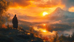 Monk Sunrise Wallpaper: Mountain Landscape Scenery for Desktop & Mobile