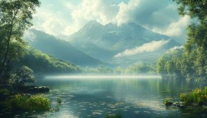 Mountain Lake Landscape Wallpaper, Nature Scenery Background, Peaceful Scenery 4K