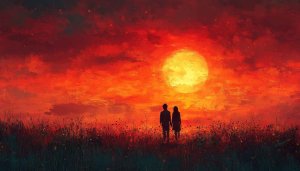 Couple Sunset Wallpaper, Romantic Wallpaper, Love Wallpaper, Art Wallpaper