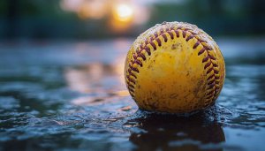 Yellow Softball Wallpaper: Wet Field Sports Game Backgrounds for Desktop