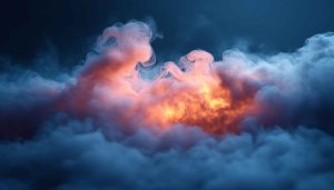 Dramatic Smoke Wallpaper: Abstract Orange Cloud for Desktop and Mobile