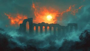 Ancient Ruins Wallpaper: Sunset & Mystical Landscape for Desktop, Mobile