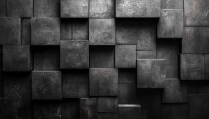 Dark Textured Cube Wallpaper - Modern Geometric Design for Desktop