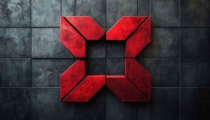 Red Geometric Shape on Dark Textured Background Wallpaper