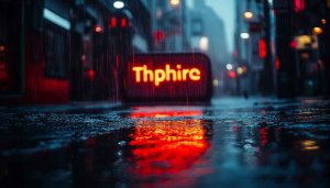 Rain Wallpaper: Neon Cityscape, Urban Scenery, Wet Street Reflection