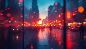 Rainy City Night Wallpaper: Urban Lights and Reflections