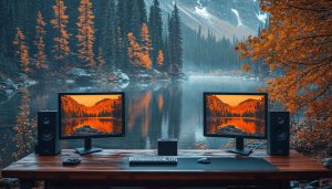 Lake View Setup Wallpaper, 4k Nature Desktop Backgrounds for Windows