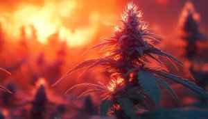 Cannabis Wallpaper: Sunset Marijuana Plant, 4K Desktop Background